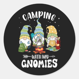 Camping With My Gnomies Funny Gnome Camp  Classic Round Sticker