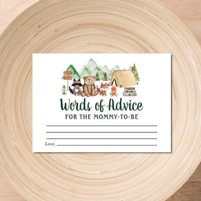 Camping Woodland Animals Advice Baby Shower Enclosure Card (Creator Uploaded)