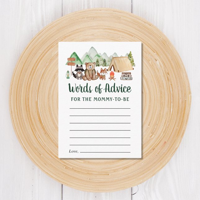 Camping Woodland Animals Advice Baby Shower Enclosure Card (Creator Uploaded)