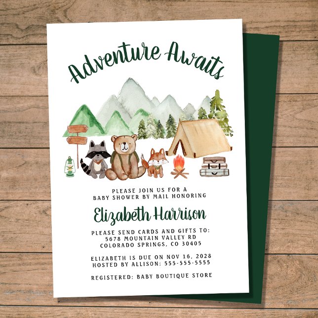Camping Woodland Animals Baby Shower By Mail Invitation (Creator Uploaded)