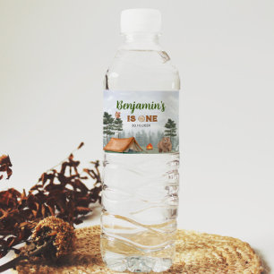 Camping Woodland Birthday Water Bottle Label