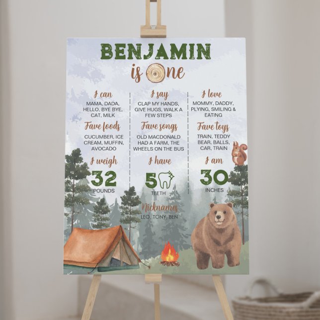 Camping Woodland First Birthday Milestone Sign (Creator Uploaded)