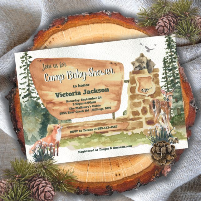 Camping Woodland National Park Baby Shower Invitation (Creator Uploaded)