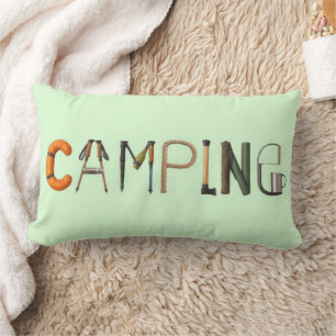 Camping Word Lumbar Throw Pillow