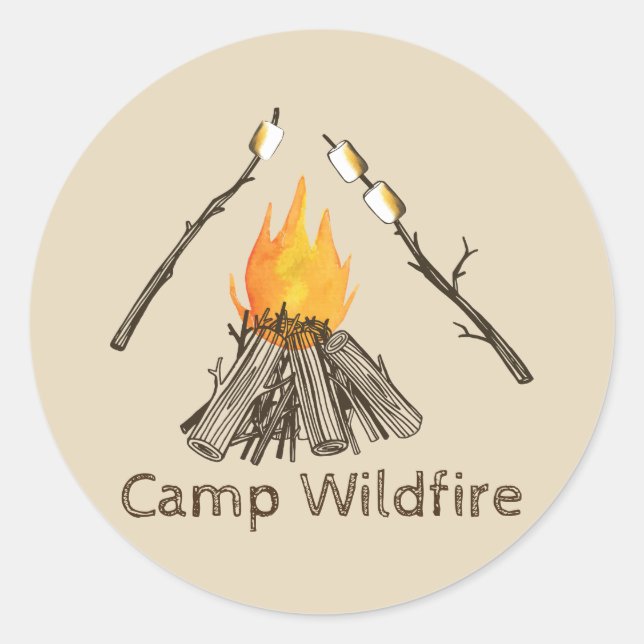 Campire with Toasting Marshmallows Custom Stickers (Front)