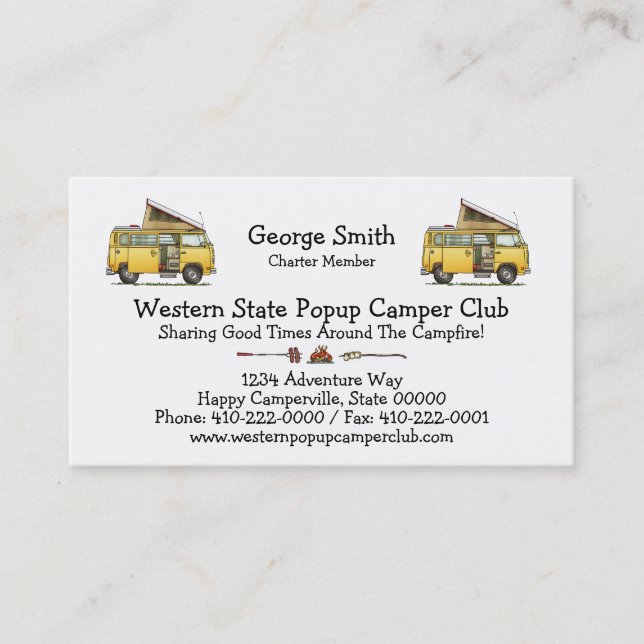 Campmobile Camper Van Business Card (Front)
