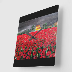 Campo de Amapolas Painting by Alfred Fox Square Wall Clock