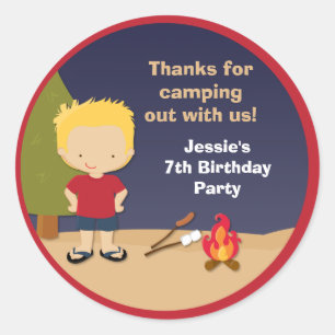 Campout Birthday Party Favour Stickers