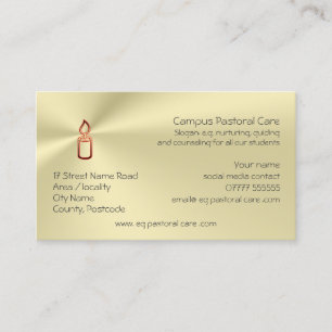 Campus Pastoral Care, gold red candle logo Business Card