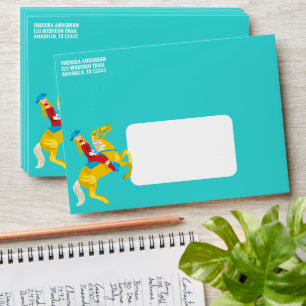 Campy Western Cowgirl on Horse Custom Envelope