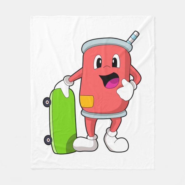 Can as Skater with Skateboard Fleece Blanket (Front)