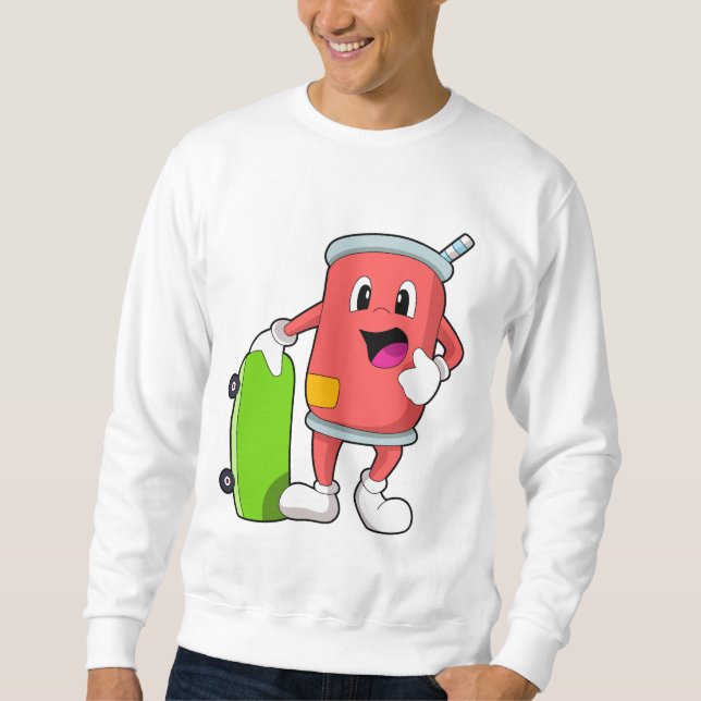 Can as Skater with Skateboard Sweatshirt (Front)