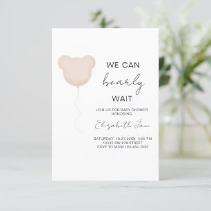 Can Bearly Wait Baby Shower Baby Teddy Bear Ballon Invitation