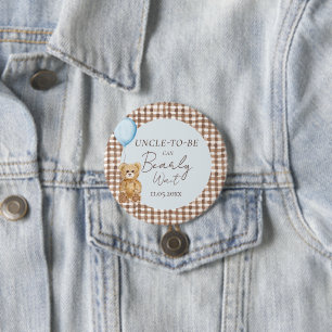 Can Bearly Wait Boy Baby Shower Uncle Family 7.5 Cm Round Badge