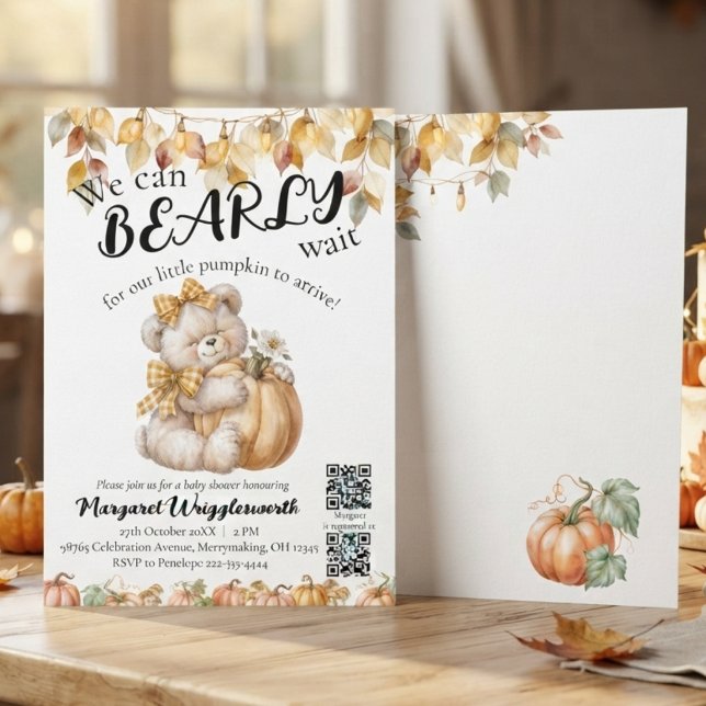 Can Bearly Wait Gender Neutral QR Code Baby Shower Invitation (Creator Uploaded)