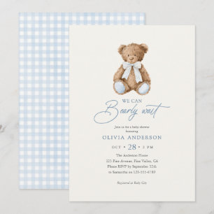 Can Bearly Wait Teddy Bear Baby Shower Invitation