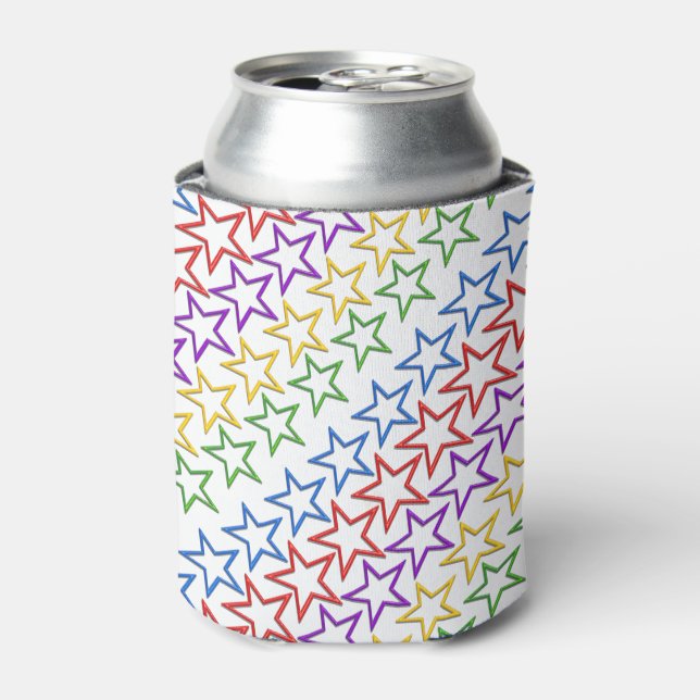 Can/Bottle Cooler - Rows of Small Coloured Stars (Can Front)