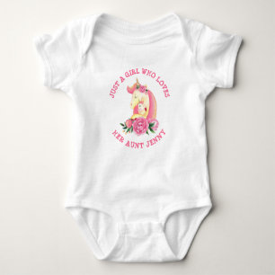 Can Change Text Girl Who Loves Her Aunt Unicorn Baby Bodysuit
