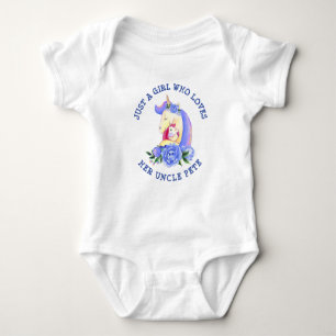 Can Change Text Girl Who Loves Her UNCLE Unicorn  Baby Bodysuit