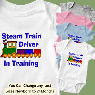 Can Change Text, Steam Train Driver in Training Baby Bodysuit