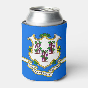 Can Cooler with flag of Connecticut State, USA.