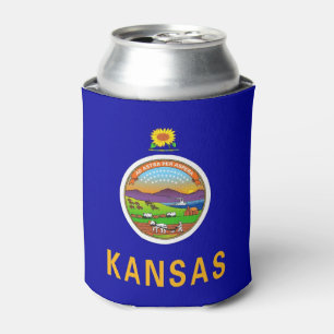 Can Cooler with flag of Kansas State, USA.