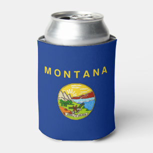 Can Cooler with flag of Montana State, USA.