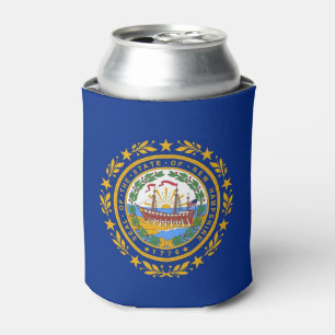 Can Cooler with flag of New Hampshire State, USA.