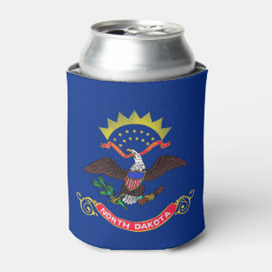 Can Cooler with flag of North Dakota, USA.