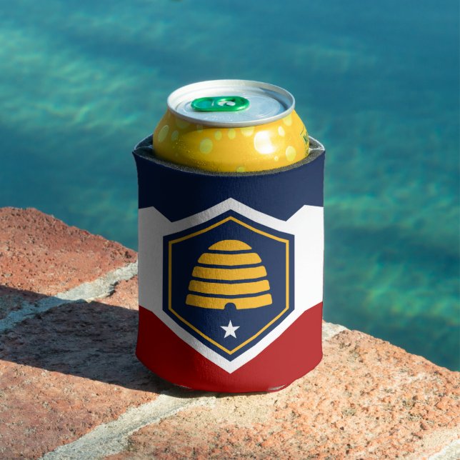 Can Cooler with new flag of Utah State, USA (In Situ Pool)