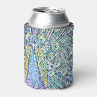 Can Cooler With Turquoise Peacock Design