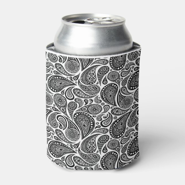 Can Coolers/Black & White Paisley Cooler (Can Front)