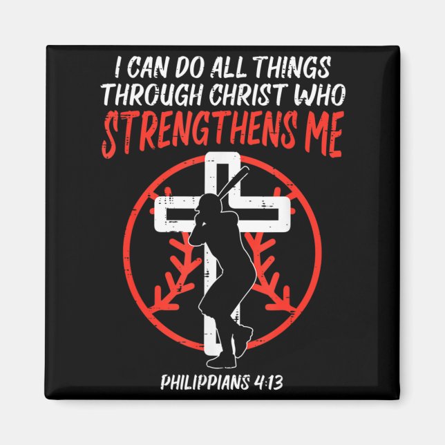 Can Do All Things Baseball Religious Christian Men Magnet (Front)