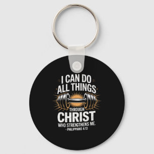 Can Do All Things Weightlifter Christian Gym Bible Key Ring