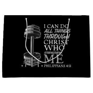 Can Do All Things Weightlifter Gym Christian Bible Large Gift Bag