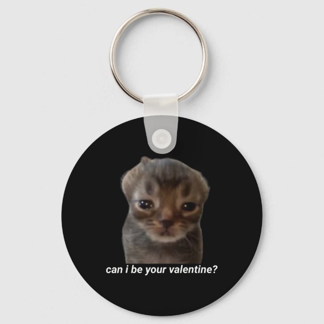 Can I Be Your Valentine Funny Cat Meme Brainrot Ge Key Ring (Front)