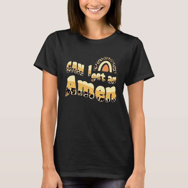 Can I Get An Amen Christian Jesus God  Leopard Pri T-Shirt (Front)