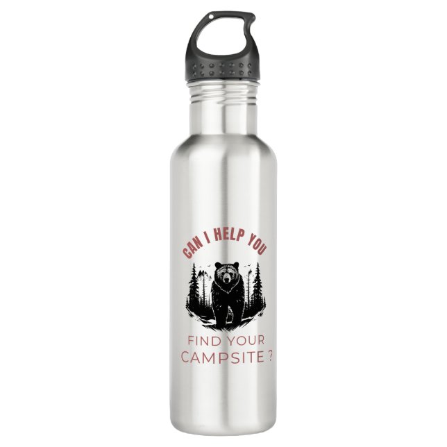 Can I Help You Find Your Campsite? – Funny Bear  710 Ml Water Bottle (Front)