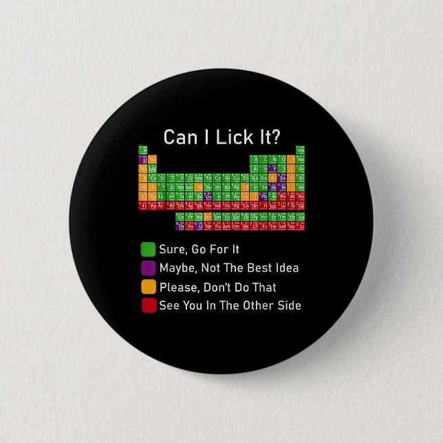 Can I Lick It Periodic Table  6 Cm Round Badge (Front)