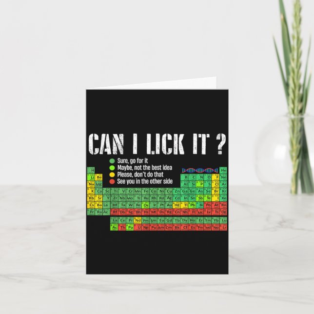 Can I Lick It Periodic Table Funny Science Teacher Card (Front)