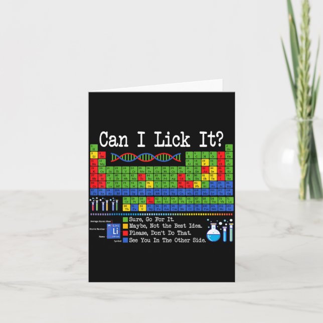 Can I Lick It Periodic Table Funny Science Teacher Card (Front)