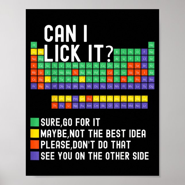 Can I Lick It Periodic Table Funny Science Teacher Poster (Front)