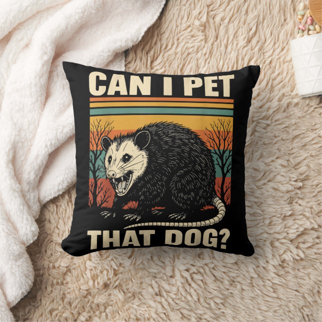 Can I Pet That Dog Opossum Funny Meme Design  Cushion (Blanket)