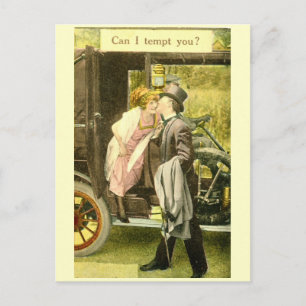 Can I tempt you? Kissing Romance Vintage Postcard
