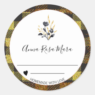 *~* Can Jam  Buffalo Gingham AP30 Homemade Classic Round Sticker