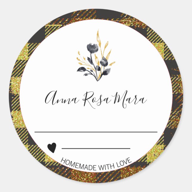 *~* Can Jam  Buffalo Gingham AP30 Homemade Classic Round Sticker (Front)