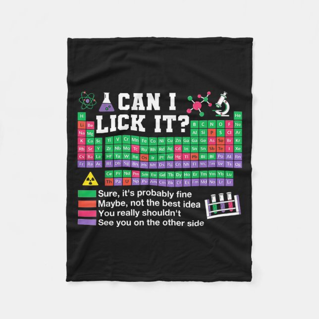 Can lick periodic table teacher science lab tech fleece blanket (Front)