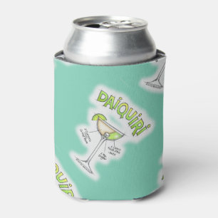 CAN or BOTTLE COOLER, DAIQUIRI RECIPE COCKTAIL ART Cooler