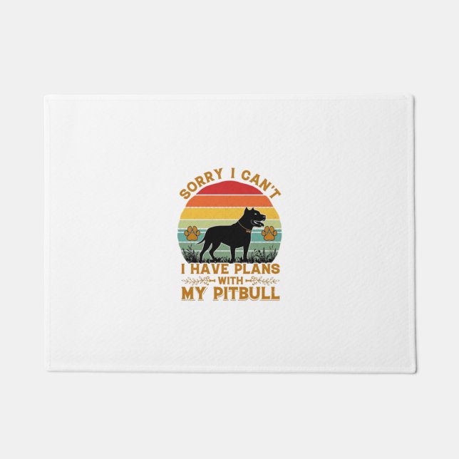 Can Plans Dog Pitbull Retro Sunset_1 Doormat (Front)