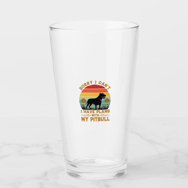 Can Plans Dog Pitbull Retro Sunset_1 Glass (Front)